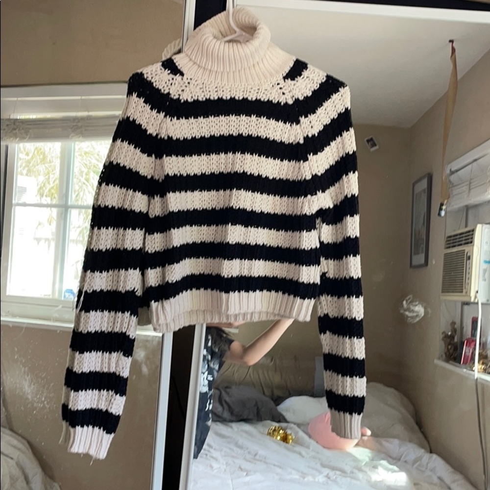 Striped Cowl Neck Sweater